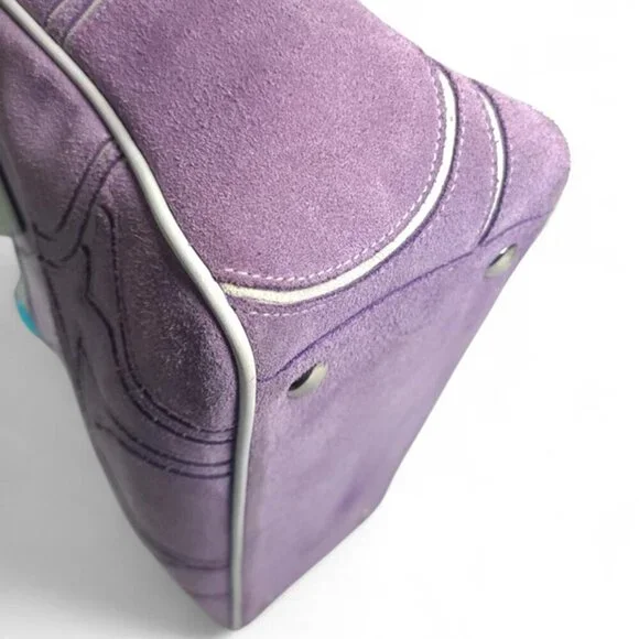Vintage COACH Optic Signature Tote Handbag in purple Suede Y2K - Picture 11 of 11